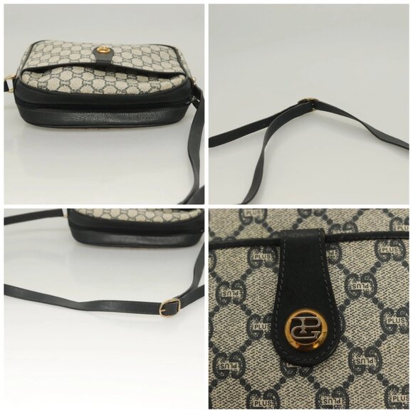 GUCCI GG Plus Supreme Shoulder Bag PVC Navy Gold Auth BA3799 - Picture 16 of 16